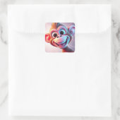 Glücklicher Affe Dschungel-Vibes Quadratischer Aufkleber (Tasche)
