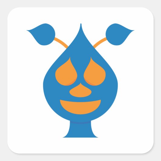 Glücklicher Alien-Aufkleber Quadratischer Aufkleber (Vorderseite)