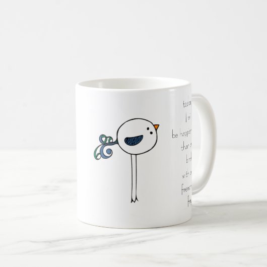 glücklicher als ein Vogel mit Pommes-Frites Kaffeetasse (VorderseiteRechts)