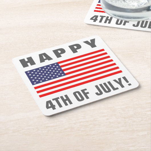 Glücklicher am 4. Juli Papiergetränk-Untersetzer Rechteckiger Pappuntersetzer (angewinkelt)