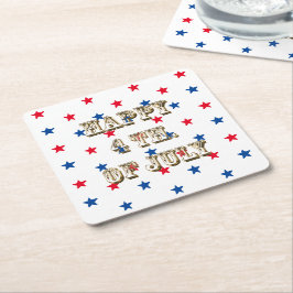Glücklicher amerikanische Unabhängigkeitstag, Gold Rechteckiger Pappuntersetzer