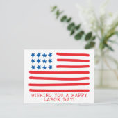 Glücklicher Arbeitstag | Amerikanische Flagge mit  Postkarte (Stehend Vorderseite)