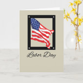 Glücklicher Arbeitstag, amerikanische Flagge, Tan Karte (Gelbe Blume)