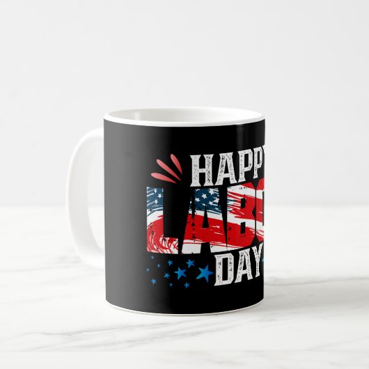 Glücklicher Arbeitstag Kaffeetasse (Vorderseite Links)