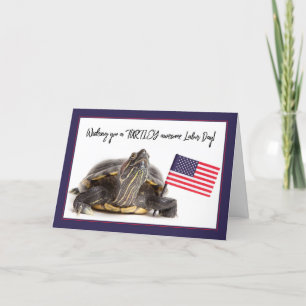 Glücklicher Arbeitstag Patriotische Schildkröte mi Feiertagskarte