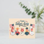 GLÜCKLICHER ARBEITSTAG POSTKARTE (Stehend Vorderseite)