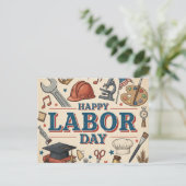 Glücklicher Arbeitstag Postkarte (Stehend Vorderseite)