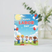 Glücklicher Arbeitstag Postkarte (Stehend Vorderseite)