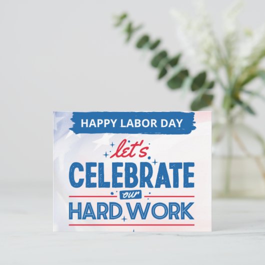 Glücklicher Arbeitstag Postkarte (Stehend Vorderseite)