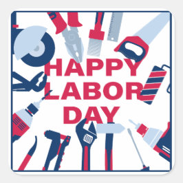 Glücklicher Arbeitstag Wochenende Quadratischer Aufkleber