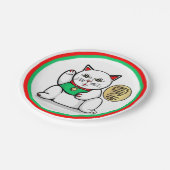 Glücklicher asiatischer Katzen-Papier-Teller Pappteller (Schrägansicht)