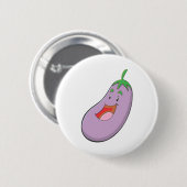 Glücklicher Auberginen-Gemüse-Cartoon Button (Vorne & Hinten)