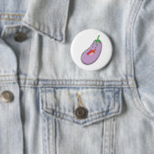 Glücklicher Auberginen-Gemüse-Cartoon Button (Beispiel)