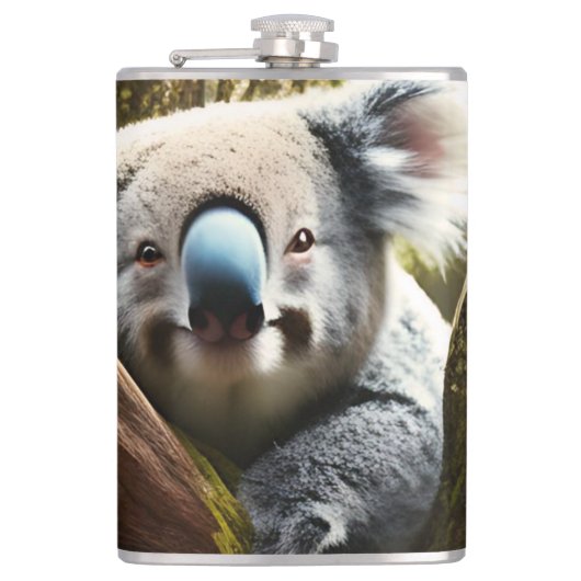 Glücklicher australischer Koala in Tree, Hip Flask Flachmann (Vorderseite)