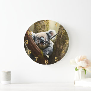 Glücklicher australischer Koala in Tree, Wall Cloc Große Wanduhr