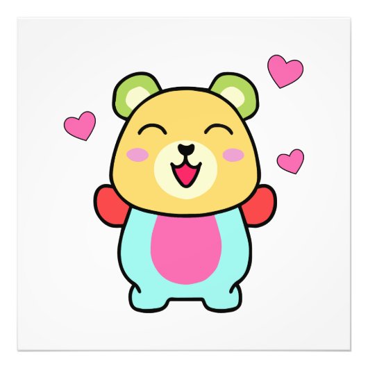 Glücklicher, Baby Teddy Bär mit Liebe Herz. Fotodruck (Vorne)