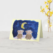 Glücklicher Bananaversary Cartoon Monkeys Karte (Gelbe Blume)