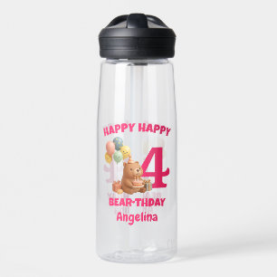 GLÜCKLICHER BÄR-GEBURTSTAG Teddybär 4. Geburtstag Trinkflasche