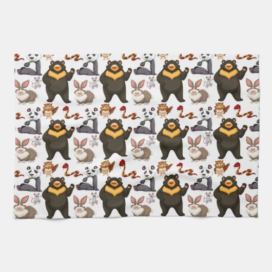 Glücklicher Bär und Freunde Handtuch (Horizontal)