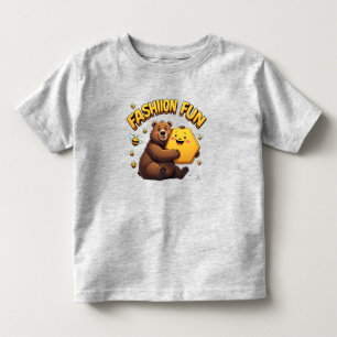 Glücklicher Bär Waben-Spaß-Biene Kinder Grafik Kleinkind T-shirt