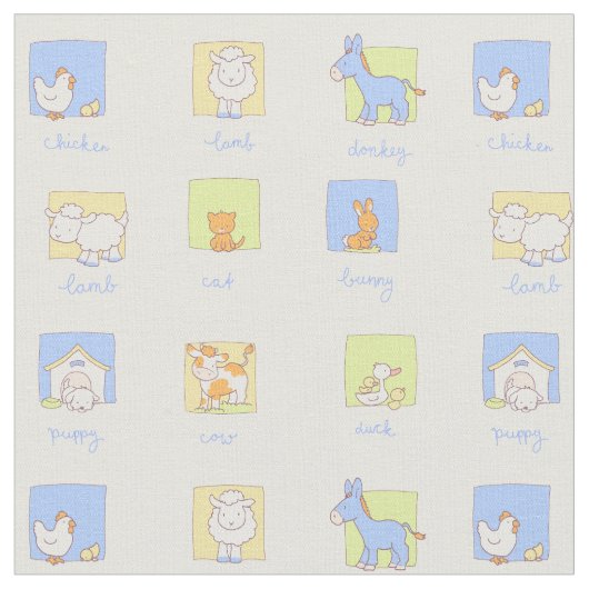 Glücklicher Bauernhof Stoff (Nahaufnahme)