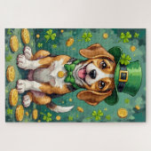 Glücklicher Beagle zum St. Patrick’s Day Puzzle (Horizontal)