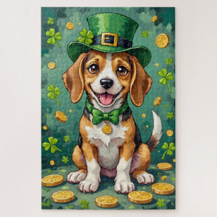 Glücklicher Beagle zum St. Patrick’s Day Puzzle