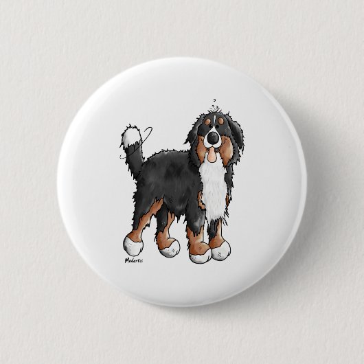 Glücklicher Berner Sennenhund - Comic - Hunde - Ca Button (Vorderseite)