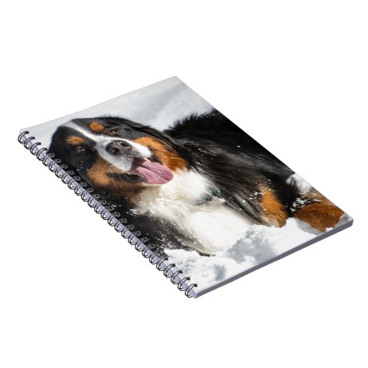 Glücklicher Bernese Gebirgshund im Winter-Schnee Notizblock (Rechte Seite)
