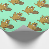 Glücklicher Biber-Cartoon Geschenkpapier (Ecke)