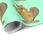 Glücklicher Biber-Cartoon Geschenkpapier (Rolleneckpunkt)