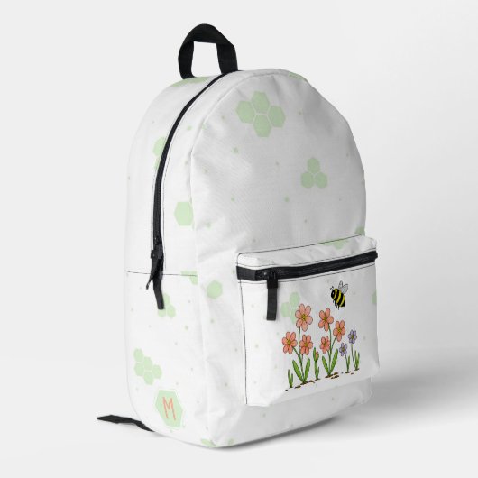 Glücklicher Bienengarten Bedruckter Rucksack (Rückseitige Ecke links)