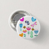 Glücklicher Bienengarten Button (Vorne & Hinten)