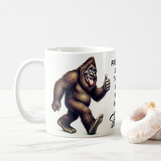 Glücklicher Bigfoot Sasquatch Frühstück Kaffee Kaffeetasse (Mit Donut)