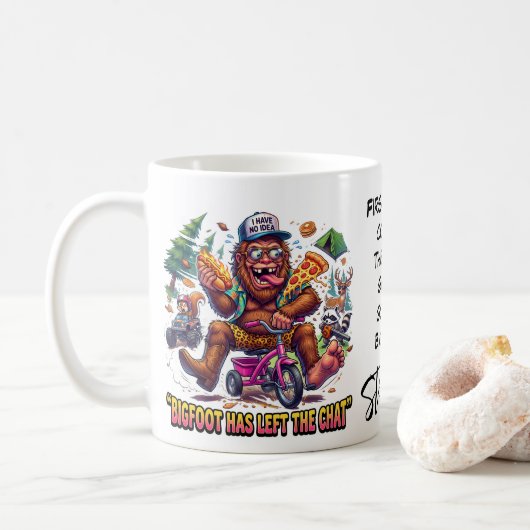 Glücklicher Bigfoot Sasquatch Frühstück Kaffee Kaffeetasse (Mit Donut)