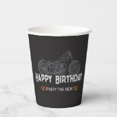 Glücklicher Biker-Geburtstag Motorradfahrer Pappbecher (Rückseite)