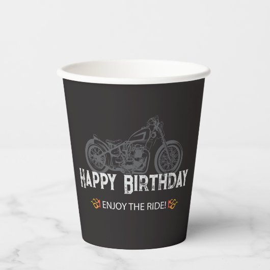 Glücklicher Biker-Geburtstag Motorradfahrer Pappbecher (Vorderseite)
