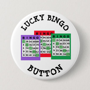 Glücklicher BINGO Button mit Bingokarten