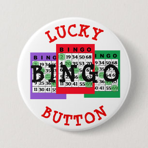 Glücklicher BINGO Button mit Bingokarten