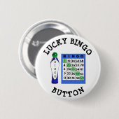 Glücklicher BINGO Knopf-blauer Karten-Knopf Button (Vorne & Hinten)