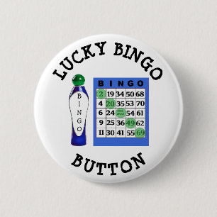 Glücklicher BINGO Knopf-blauer Karten-Knopf Button