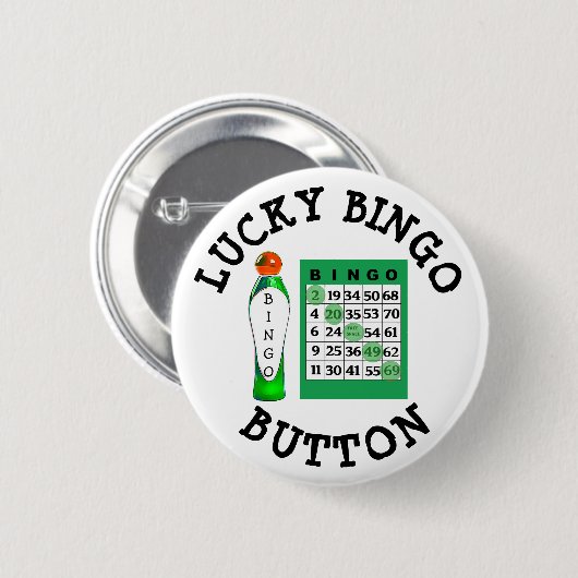 Glücklicher BINGO Knopf-Green Card-Knopf Button (Vorne & Hinten)