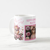GLÜCKLICHER BIRTHDAY MÄDCHEN PINK BIAVER PERSONALI KAFFEETASSE (Vorderseite Links)