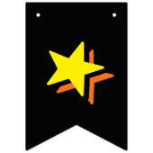 GLÜCKLICHER BIRTHDAY □ SCHWARZ TEXT AUF MULTIFARBB WIMPELKETTE (Erste Fahne)