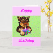 GLÜCKLICHER BIRTHTAG YORKIE POO KARTE (Gelbe Blume)