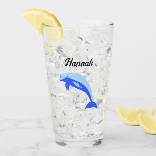 Glücklicher blauer Delfin, süße tropische Ozean-Ca Glas