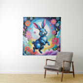 Glücklicher Blauer Hase Traum Freude Wandteppich (Beispiel)
