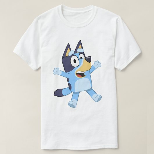 Glücklicher blauer Hund springt T-Shirt (Design vorne)