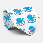 glücklicher blauer Oktopus Krawatte (Gerollt)