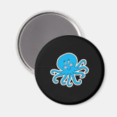 glücklicher blauer Oktopus Magnet (Vorderseite/Rückseite)